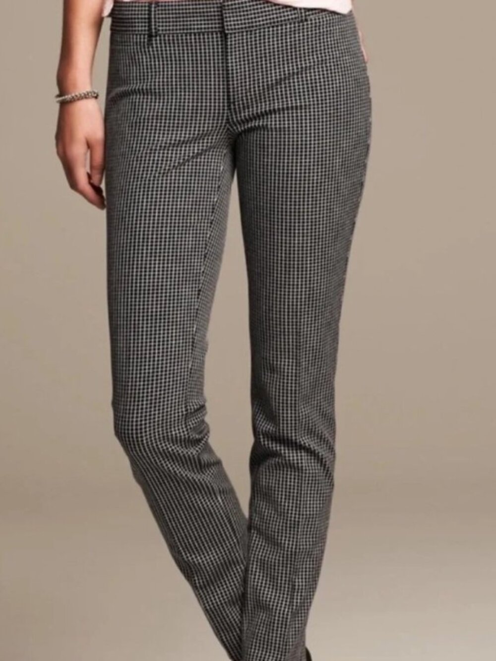 Banana Republic Women's Sloan Pants Size 0 Black & White Houndstooth